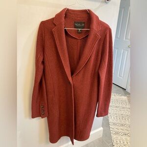 Rachel Zoe One Button Wool Blend Trench Coat Burnt Orange Color Size Medium